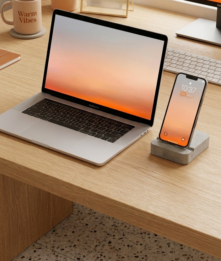 Aesthetic Orange Gradient Wallpaper Bundle (1 Desktop + 2 Mobile Wallpapers)